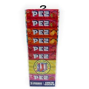 Pez Candy Dispenser Crew Socks Mens Womens Gift Set 3 Pairs Fun Novelty Gift